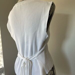 White Ribbed Sleeveless Top